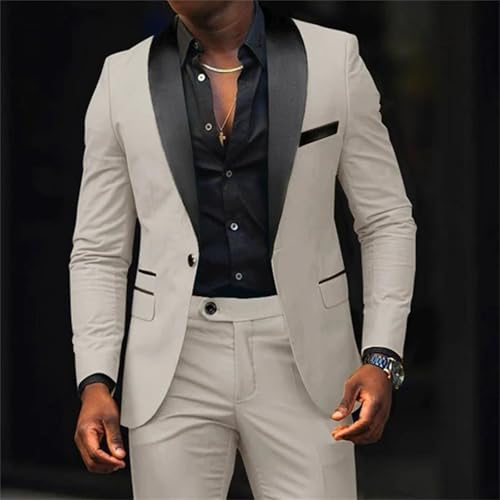 Men's Suit Jacket Slim Fit One Button Blazer Fashion Formal England Dress Coat Trousers Pants 2 Pieces Set2