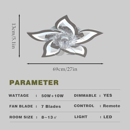 Ventilateur de plafond avec éclairage LED réversible et télécommande 6 vitesses - 5