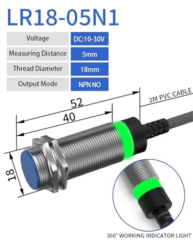 Détecteur de proximité LJ18A3-5 inductif capteur M18 flush à câble tripolaire - 2