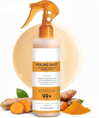 Body Keratin Care Kojic Acid Turmeric Spray Gently Exfoliating Peeling Solution Skincare with Retinol Glutathione Niacinamide Vitamin B C E for All Skin Types 100ml