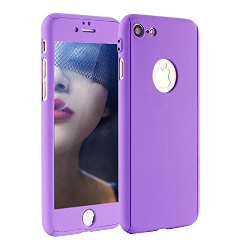 iPhone 7 Plus 5.5 Inch Full Body Hard Case-Auroralove Purple 360 Degree Full Protective Slim Sleek Front Back Case for iPhone 7 Plus 5.5 Inch with Tempered Glass Screen Protector