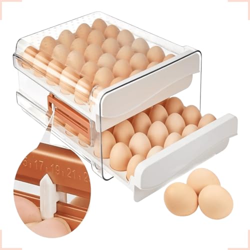 Organizador de Geladeira Capacidade 40 Ovos Acrílico com Escala de Tempo Porta Ovos Duplo