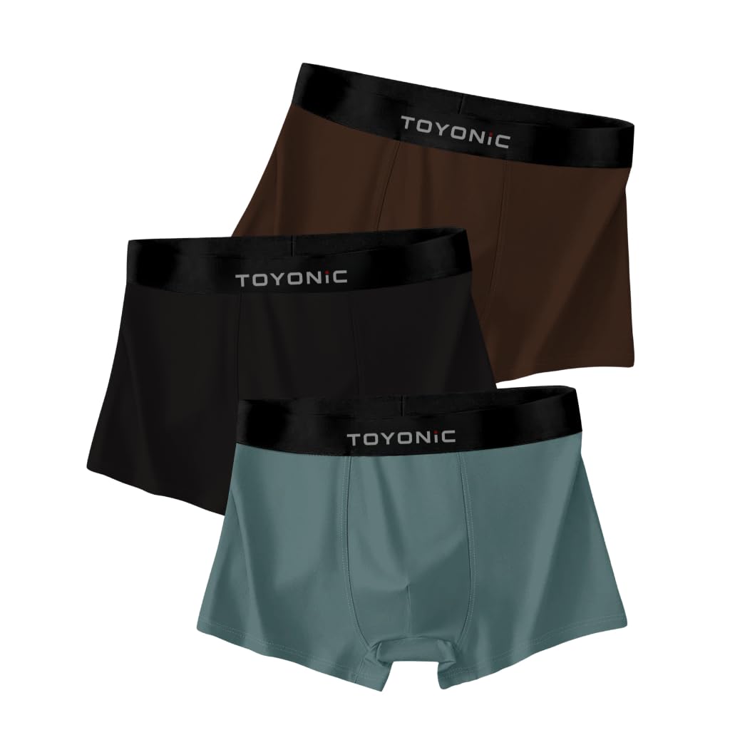 Men’s Extra Thin Ice Silk Boxer Briefs (Pack of 3) | Long Leg Elastic Underwear | Breathable & Lightweight Smooth Fabric Trunks-image-29