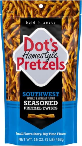 Image of Dot's Pretzels Southwest Seasoned Pretzel Twist Snack, 16oz Grocery Sized Bag (Pack of 10)