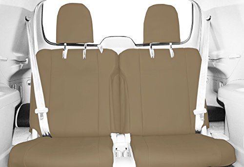 Rear 50/50 Split Bench Seats, CalTrend Faux Leather Seat Covers for 1998-2004 Chevrolet Blazer|GMC Jimmy Beige Beige Insert and Trim