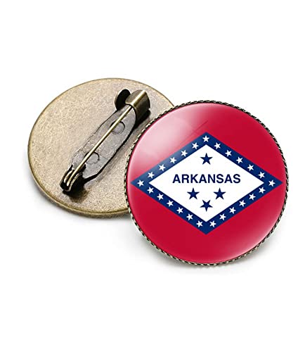 Image of vmcoatdu Round 1 Inch South Carolina Flag Pin Brooch Metal and Inlay Glass Revivalism Style Souvenir Badge Brooch for Hat Clothes Backpack