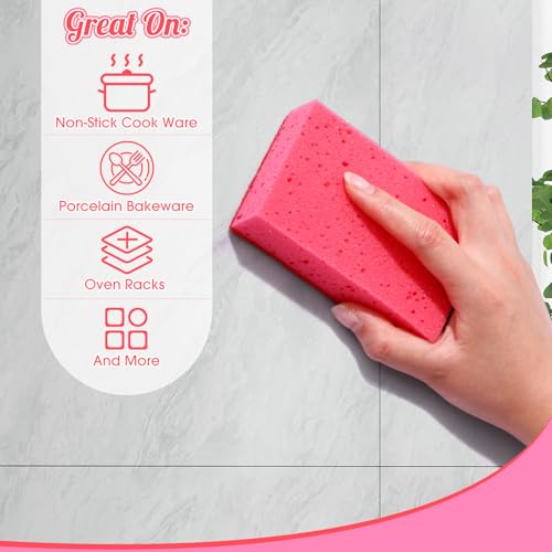 Image of Tioncy 24 Pcs Pink Kitchen Sponge Non-Scratch Scrub Washing Dishes Sponge Bulk Multi Use Dual Sided Scrub for Kitchen Bathroom, Household Cleaning