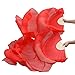 Women 1 Pair Hand Made Silk Belly Dance Fan Veils Long Bamboo Fan for Dancing (Red, 120 * 90cm)