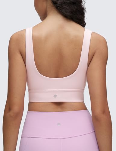 Image of CRZ YOGA Butterluxe U Back Sports Bras | Light Support, Removable Pads, Yoga, Extremely Soft, Longline, Scoop Neck, Wide Straps, for Women