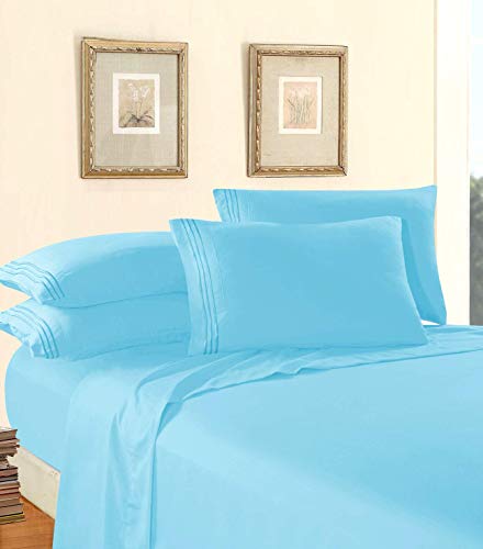 Elegant Comfort Luxury Soft 1500 Premier Egyptian 4-Piece Premium Hotel Quality Wrinkle Resistant Coziest Bedding Set, All Around Elastic Fitted Sheet, Deep Pocket up to 16inch, King, Aqua
