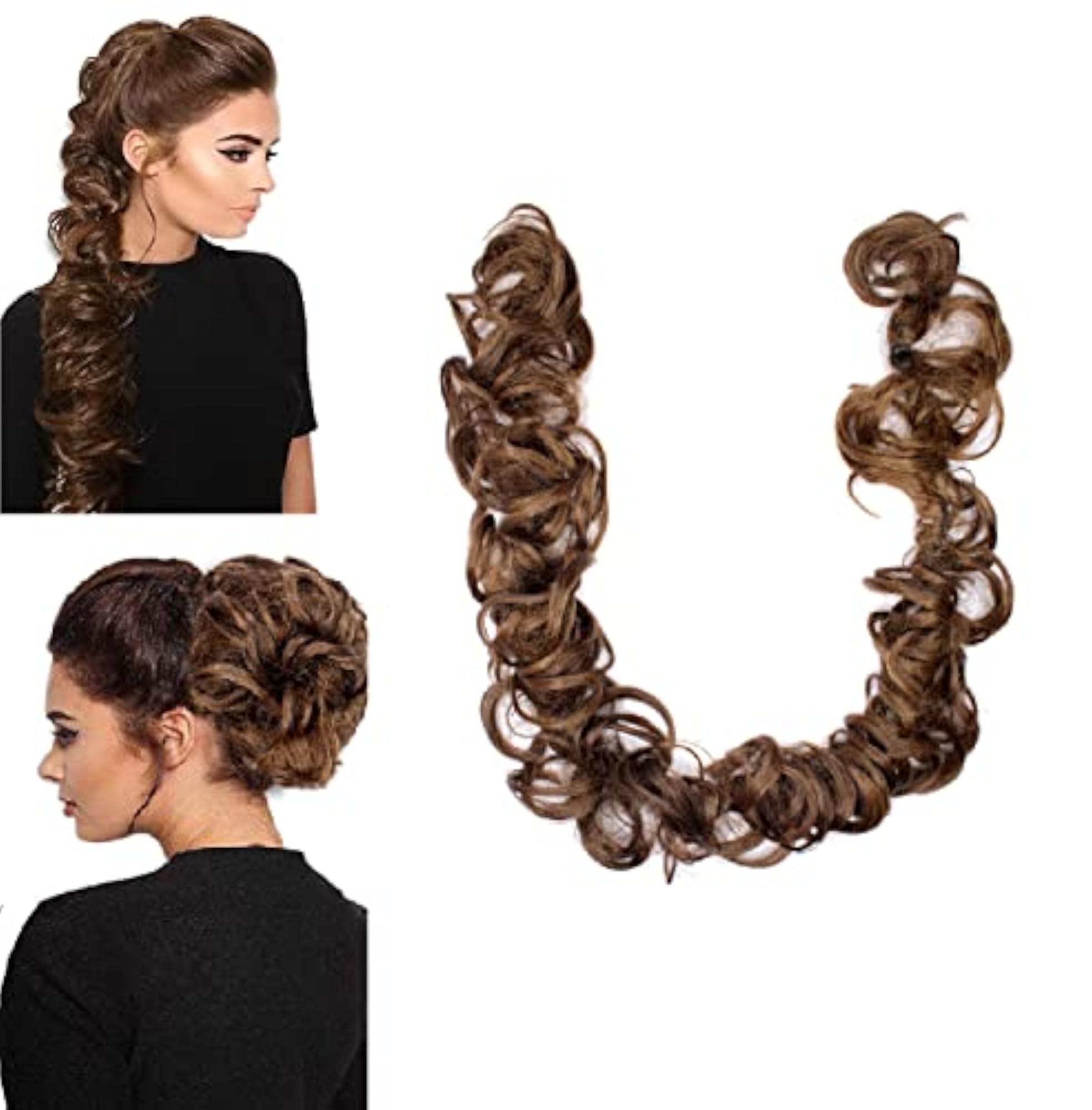 Ponytail and Bun Synthetic Hairpiece Curly Messy Bun Extensions