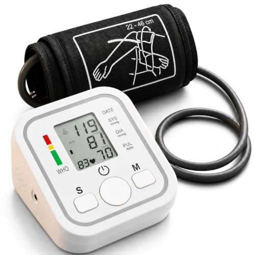 IndoTeam Blood Pressure Monitors Large Cuff Size 22cm to 46cm - Blood Pressure Machine with Cuff for Upper Arm - Heart Rate Hypertension Monitor for Home Use - Blood-Pressure Monitor with LCD Display