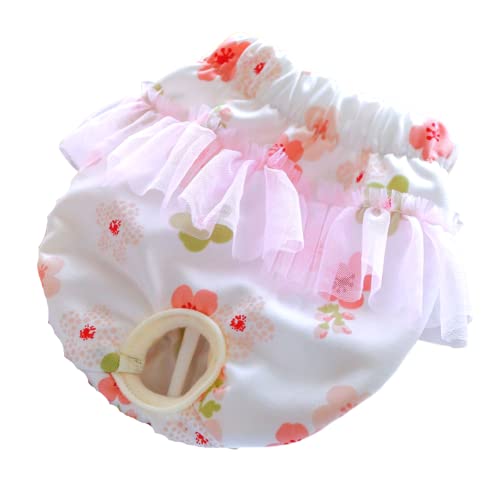 Image of Small Dog Sanitary Panties, Lace Washable Reusable Cute Puppy Panties Pet Underwear Diaper Physiological Shorts for Female Girls Dogs(Cherry Blossom,XS)