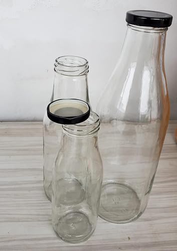 Image of Pure Source India Metal Lug Cap Lid for Glass jar and Milk Bottles, Rust Free, Airtight, Food Grade Caps- 6 Pieces, 42 mm, Black