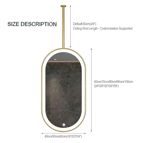 Miroir de coiffeuse ovale suspendu en métal doré chic - 3