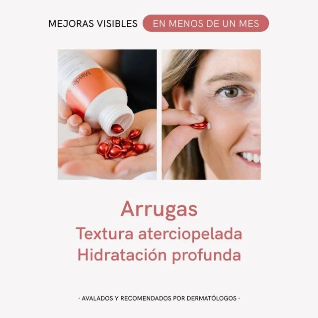 MASDERM - Capsulas de Serum con Peptidos Faciales Antiedad y Antiarrugas, Serum Hidratante Facial, Rutina Skin Care Producción Colageno, Piel más Suave, Crema Belleza Mujer Hidratante, 90 Capsulas