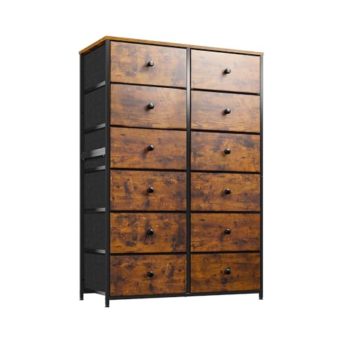 Lista de Cómodas altas para comprar online. 49 FABATO Comoda Cajonera para Recamara - Cajonera para Ropa de 12 Cajones Deslizantes - Mueble Organizador Recamara de Cajones de Tela – Comodas Muebles para Recamara Ropa Alta