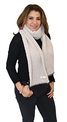 Barefoot Dreams CozyChic Scarf With Contrast Tip (STONE/CHARCOAL)