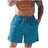 Lange Shorts Herren Neopren Lederhose Swim Shorts Men Vater Sohn Bunt Schwimmhose Men's Reißverschluss Hose Slip Stretch Männer Bademode S-Blau XXL 4221