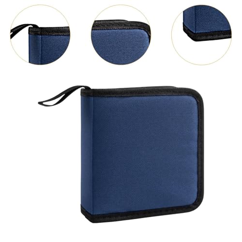 Estuche para CD azul de 40 discos con cierre de cremallera y diseño compacto de tela Oxford 2