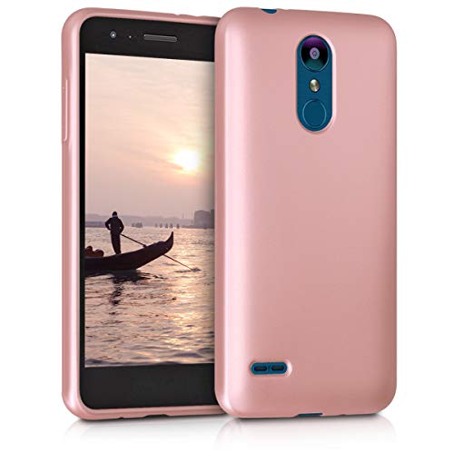 kwmobile Funda Compatible con LG K8 (2018) / K9 - Carcasa móvil de Silicona - Protector Trasero en Oro Rosa Metalizado