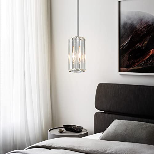 Image of Chrome Pendant Lighting Modern Pendant Light Mini Crystal Chandeliers Adjustable Pendant Light Fixture for Kitchen Island Dinning Room Corridor Bedroom(Chorme 2-Pack)