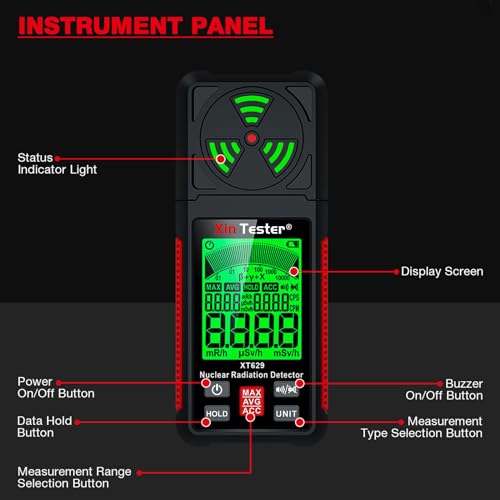 Image of Xin Tester Radiation Dosimeter Beta β Gamma γ X-ray Detection Meter, Portable Nuclear Radiation Detector Geiger Counter (XT629 V2)