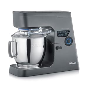 GRAEF Küchenmaschine MYestro KM7016 Knetmaschine mit 7 Liter Edelstahl-Rührschüssel, Multifunktionale Rührmaschine mit flüsterleisem und effizientem 800 Watt Gleichstrommotor