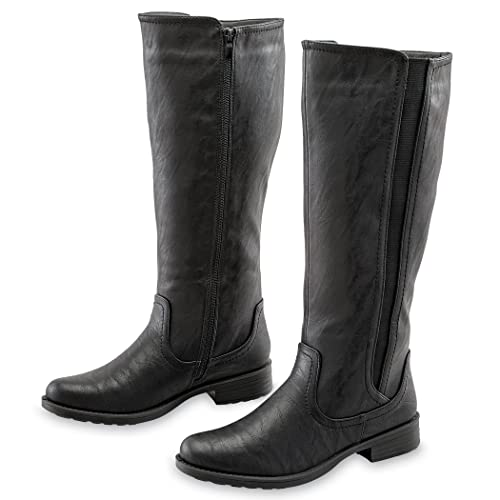 Collections Etc Tall Side Zip Plush Lined Under-The-Knee Boots #TOP1