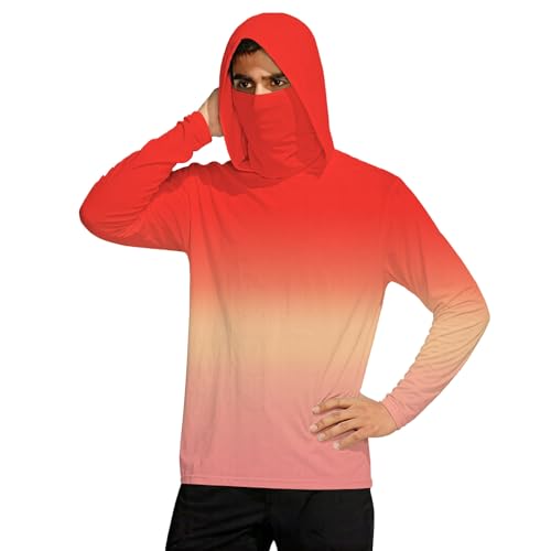 T-shirt anti-UV manches longues homme respirant UPF 50+ avec masque pour la pêche active
