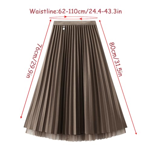Reversible Pleated Tulle Skirt for Women, Aline Long High Elastic Waisted Summer Flowy Mesh Midi Skirt3