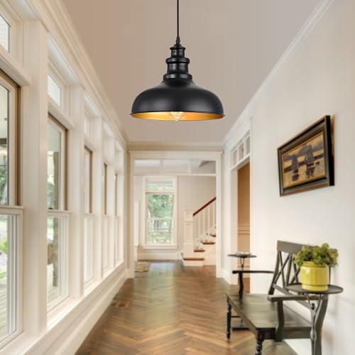 Bestshared Farmhouse Pendant Lights, Ceiling Industrial Hanging Pendant Lighting Fixture, Barn Pendant Hanging Lights for Kitchen Island Dining Room Restaurant Hallway Patio (Black, 1 Pack) - Image 4