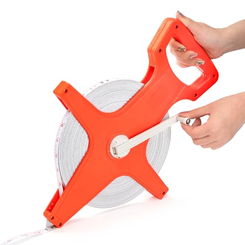 Coloch Open Reel Fiberglass Tape Measure, 330 Feet/100 Meters Yard Measuring Tape Dual Sided Reel Tape with Inch/Metric Scale Retractable Long Tape Measure for Engineer, Yard, Field,Christmas Gift