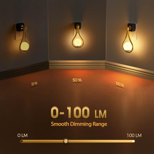 Briignite LED Night Light, Night Lights Plug into Wall, 0-100LM Dimmable Nightlight, 330° Rotating with Dusk to Dawn Sensor, Adjustable Brightness for Kids, Bathroom, Bedroom, Hallway, Stairway — view 2