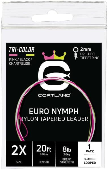 Cortland Euro Nymph Tapered Leader, 1 Pack, 4 Color