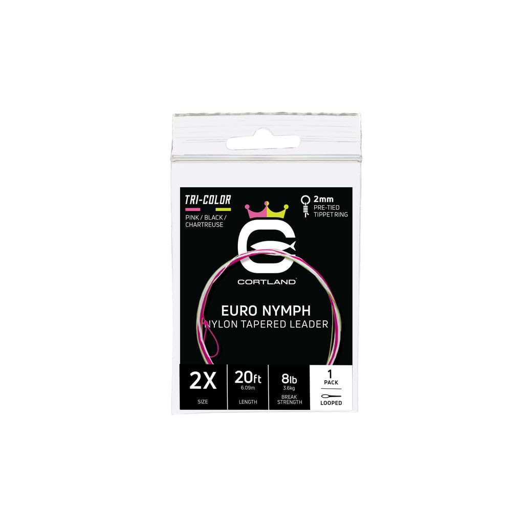 Cortland Euro Nymph Tapered Leader, 1 Pack, 4 Color