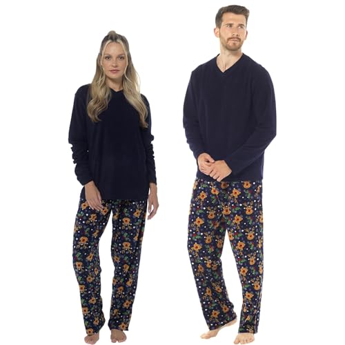 Pyjama de Noël en micro polaire homme femme enfant avec cordon et poches
