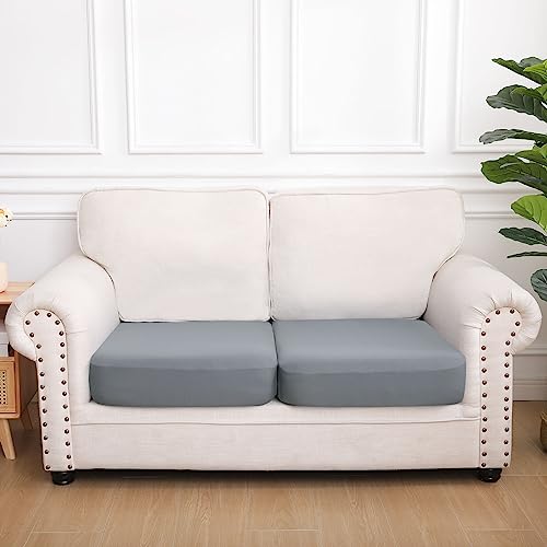 hyha Waterproof Couch Cushion Covers, Replacement Chair/Sofa Cushion Covers, Stretch Sofa Seat Cushion Slipcovers, Soft Flexibility Couch Covers for Pets with Elastic Bottom (2 Packs, Grey) - Thumbnail 5