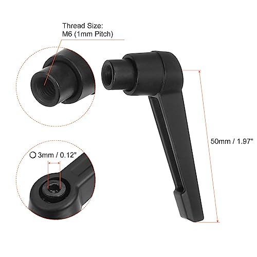 Image of HARFINGTON 10pcs Adjustable Clamping Lever Handles M6 Female Thread Knobs Rotating Screw Locking Quick Release Ratchet Push Button Handle, Black