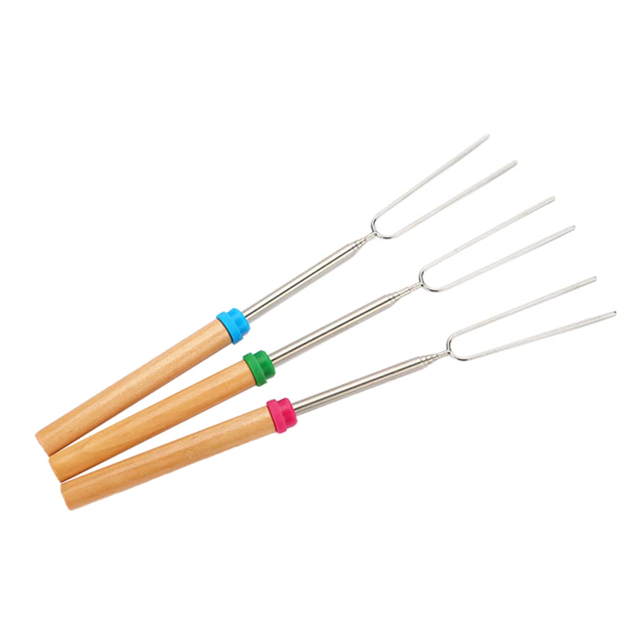 Mikikit 3pcs Stainless Steel Barbecue Fork Sausage Forks Stainless Steel Random Color