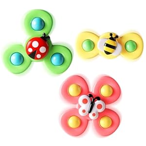 lisfiva 3PCS Suction Cup Spinner Toys for 1 Year Old Boy Girl|Spinning Top Baby Toys 12 18 Months|1 2 Year Old Boy Birthday Gift|Babies Bath Toys Airplane Travel for Kids 1-3|Sensory Toys for Toddlers