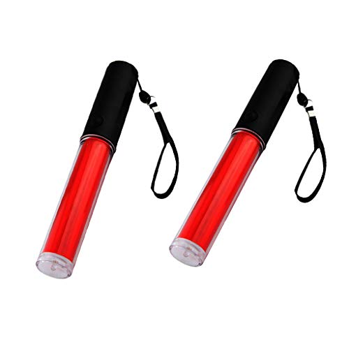 2 Unids LED Señal de Tráfico Linterna Varita para Control de Tráfico 2 Modos con Estroboscópico Ajustable Linterna de Emergencia Cover