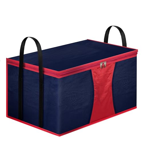 Image of Storite Multi-Purpose Moisture Proof Heavy Duty 1680 Denier Nylon 110 L Super-Size Large Toys /Stationery Paper /Blankets /Clothes Storage Bag - Red /Navy Blue (63.5 x 45.7 x 38cm)