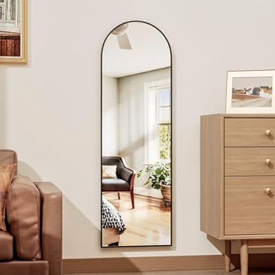 Rowjut Full Length Door Mirror, Wall Mounted Wall Mirrors, 50"X16" Arched Behind Door/Full Length Mirror for Use in Living Rooms, Rooms, Bedrooms, Cloakrooms, etc. (Black)
