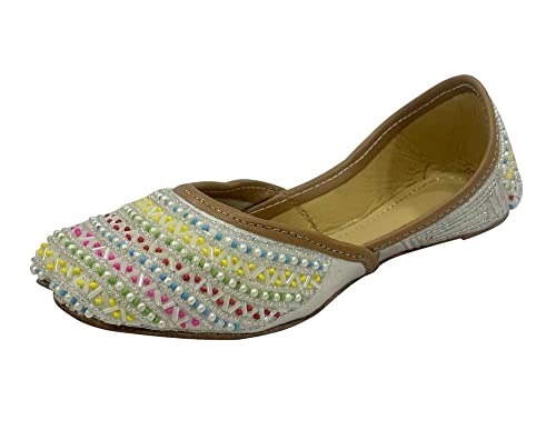 Punjabi Juttis for Girls Mojari Toddler/Little Kid/Big Kid Party Shoes Formal Beaded Jutti Girls Dress Slip on Juti