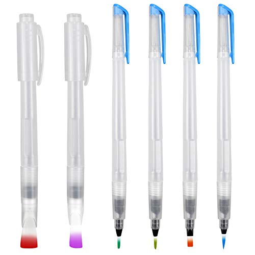 6 Piezas Pincel de Agua, Juego de Pinceles Acuarela Recargables Pinceles con Deposito de Agua, Pinceles Recargables Reutilizable para Pintura Artística