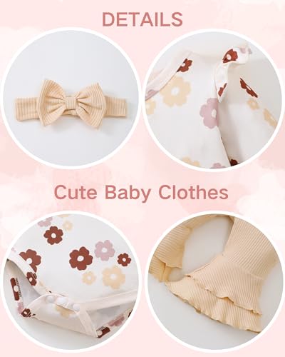 Image of Renotemy Newborn Infant Baby Girl Clothes Summer Outfits Infant Romper Pants Cute Toddler Girl Clothes Gift Set