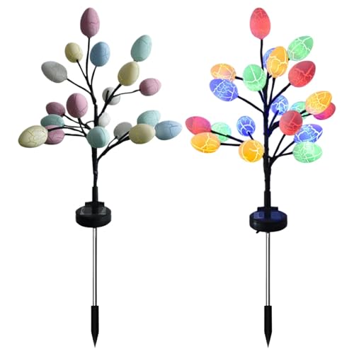 Lampe solaire œuf de Pâques pour baliser une allée de jardin fleurie