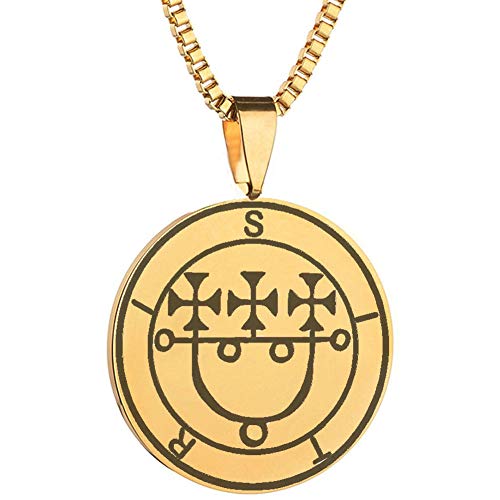 Laser Engraved Demon Great Prince of Hell Sitri Goetic Seal Lesser Key of King Solomon Stainless Steel Pendant Necklace