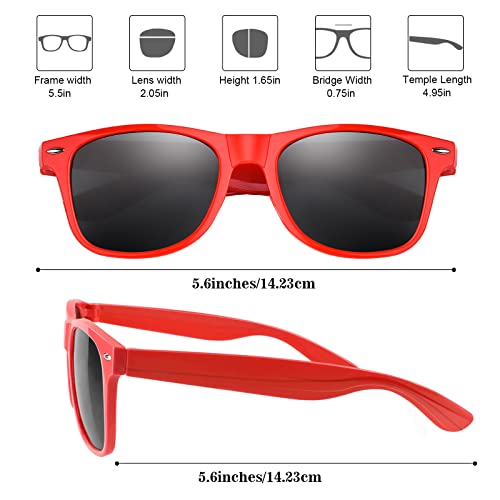 FEPITO 24 Pack Party Sunglasses Bulk for Birthday Party Favors Goody Bag Fillers for Beach Pool Party Toys for Adults, Red2